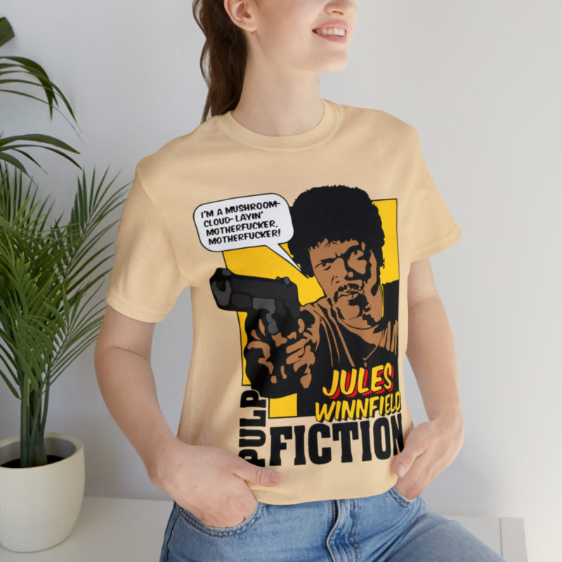 Jules Winnfield Pulp Fiction Quote " I'm a mushroom-cloud-layin' motherfucker, motherfucker!" Unisex T-Shirt. Comic Style Samuel Jackson Tee - Image 4
