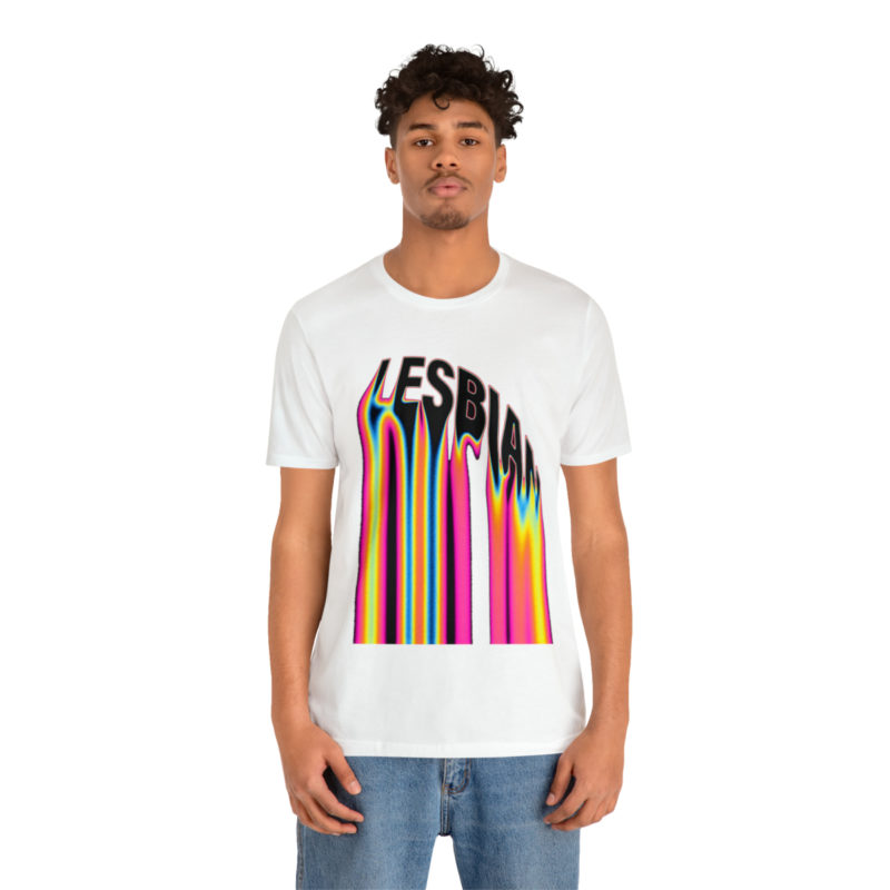 LESBIAN  Acid Pink Melted Text PRIDE Unisex Jersey Short Sleeve T-Shirt. Lesbian Pride Tee, LGBTQ Lesbian Streetwear - Image 10