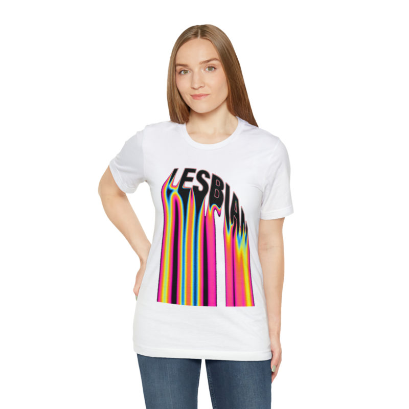 LESBIAN  Acid Pink Melted Text PRIDE Unisex Jersey Short Sleeve T-Shirt. Lesbian Pride Tee, LGBTQ Lesbian Streetwear - Image 11