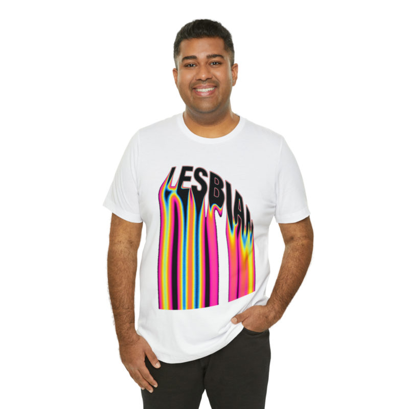 LESBIAN  Acid Pink Melted Text PRIDE Unisex Jersey Short Sleeve T-Shirt. Lesbian Pride Tee, LGBTQ Lesbian Streetwear - Image 13