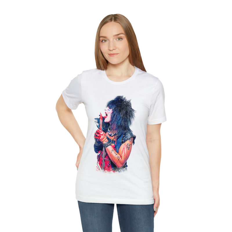 Nikki Sixx Bloody EAT ME Unisex Jersey White T-Shirt. Motley Crue Fan Tee. 1980's Heavy Metal Inspired T-Shirt - Image 4