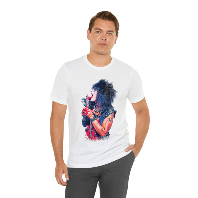 Nikki Sixx Bloody EAT ME Unisex Jersey White T-Shirt. Motley Crue Fan Tee. 1980's Heavy Metal Inspired T-Shirt - Image 5