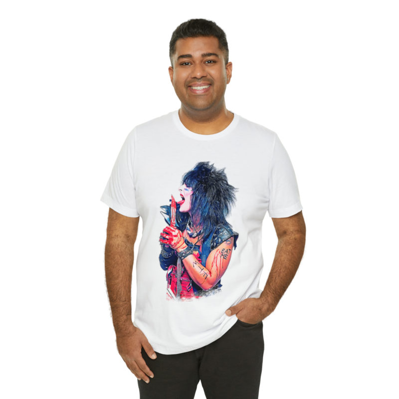 Nikki Sixx Bloody EAT ME Unisex Jersey White T-Shirt. Motley Crue Fan Tee. 1980's Heavy Metal Inspired T-Shirt - Image 7