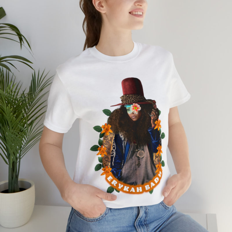 Erykah Badu Afro Bohemian style Unisex Jersey T-Shirt, Erykah Badu Tropical Afro Boho Aesthetic Style Tee - Image 8