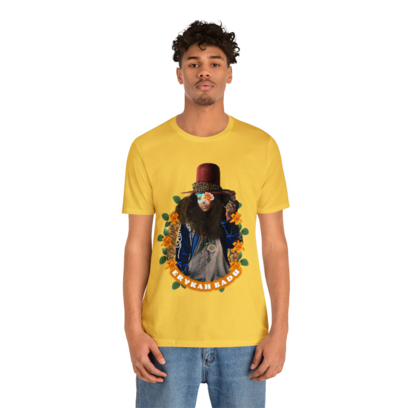 Erykah Badu Afro Bohemian style Unisex Jersey T-Shirt, Erykah Badu Tropical Afro Boho Aesthetic Style Tee - Image 13
