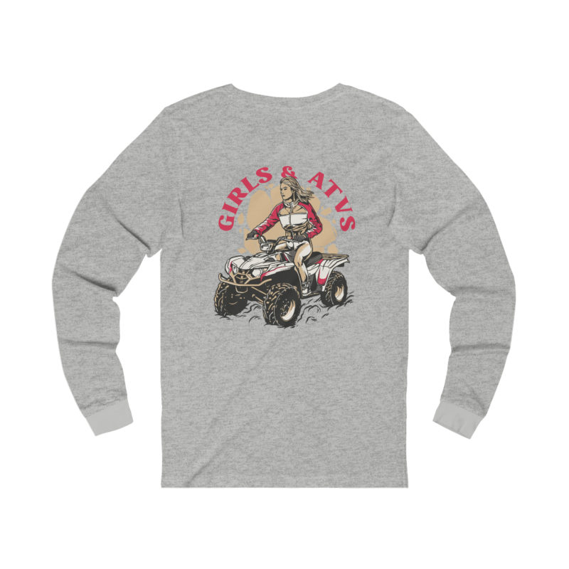 Girls & ATVs Dual Sided Graphic Unisex Jersey Long Sleeve Tee. Girls who ride ATVs T-shirt front and back printed - Image 6