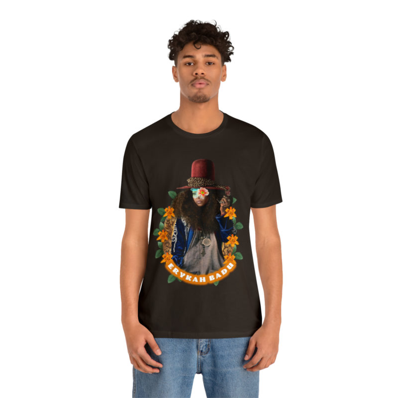 Erykah Badu Afro Bohemian style Unisex Jersey T-Shirt, Erykah Badu Tropical Afro Boho Aesthetic Style Tee - Image 4