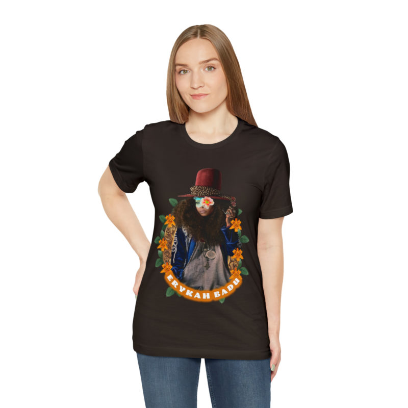 Erykah Badu Afro Bohemian style Unisex Jersey T-Shirt, Erykah Badu Tropical Afro Boho Aesthetic Style Tee - Image 5