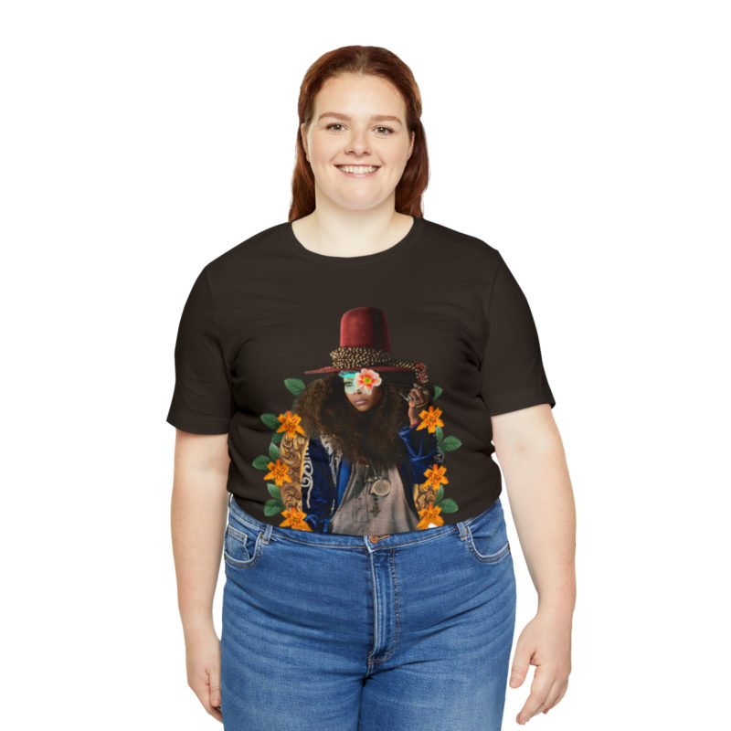 Erykah Badu Afro Bohemian style Unisex Jersey T-Shirt, Erykah Badu Tropical Afro Boho Aesthetic Style Tee - Image 6