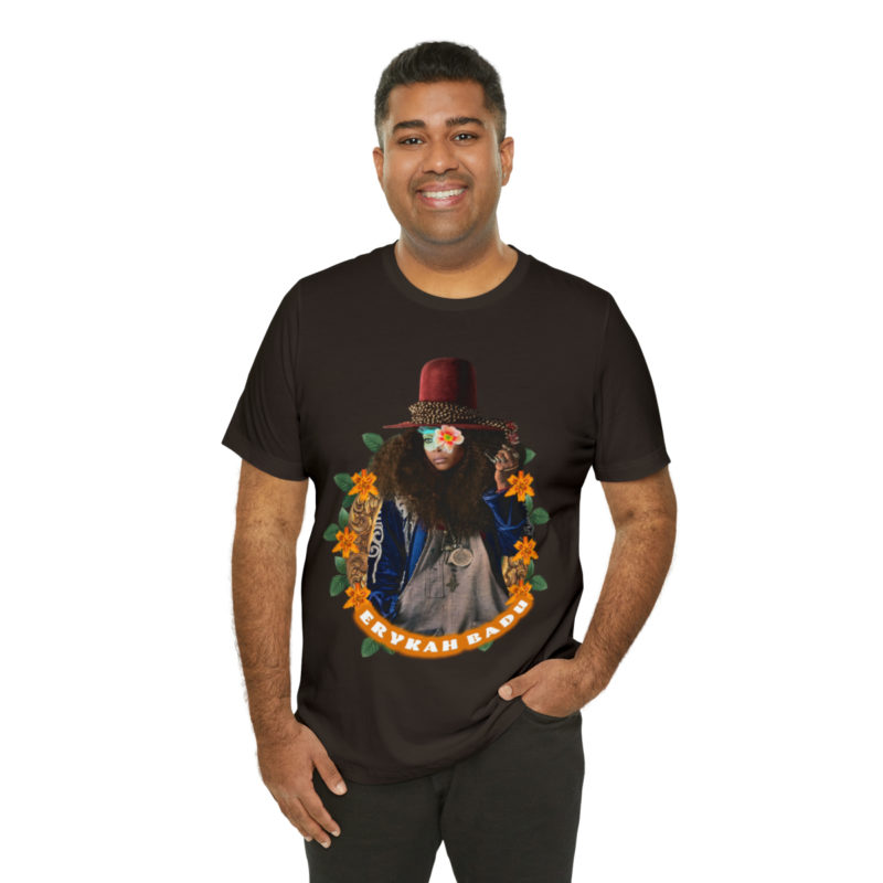 Erykah Badu Afro Bohemian style Unisex Jersey T-Shirt, Erykah Badu Tropical Afro Boho Aesthetic Style Tee - Image 7