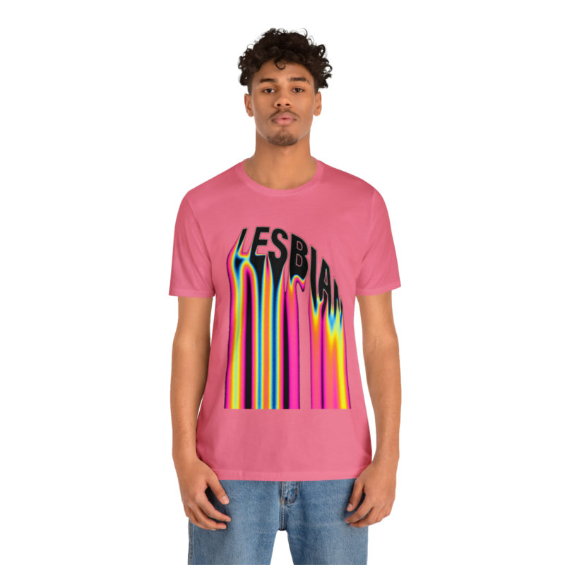 LESBIAN  Acid Pink Melted Text PRIDE Unisex Jersey Short Sleeve T-Shirt. Lesbian Pride Tee, LGBTQ Lesbian Streetwear - Image 14