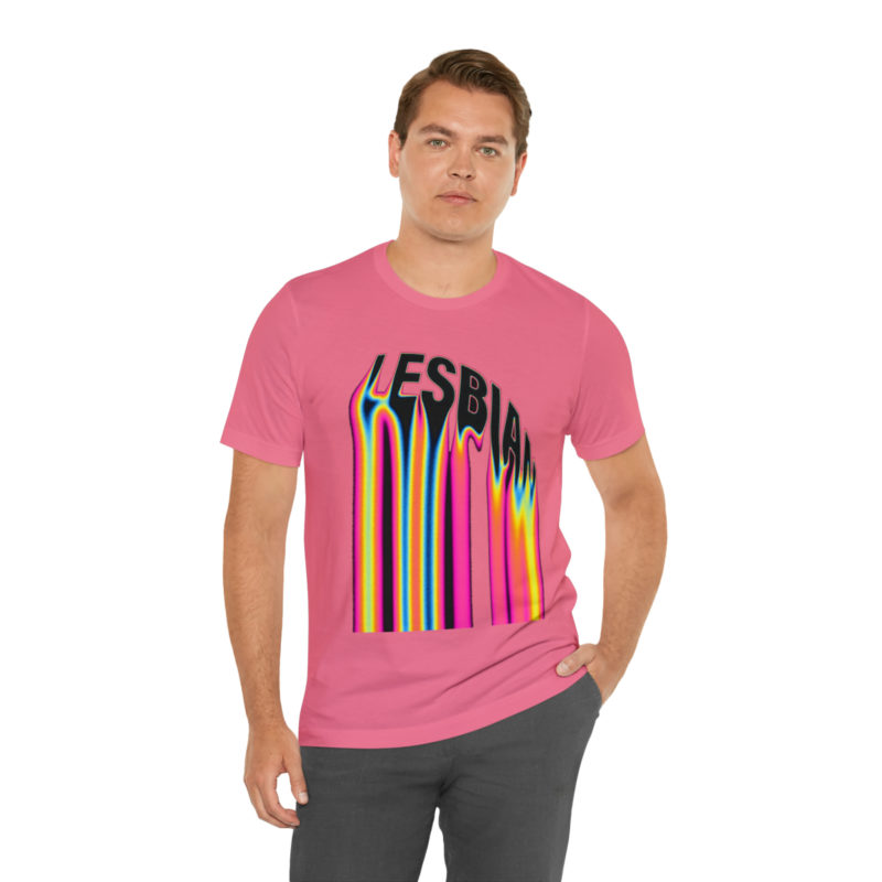 LESBIAN  Acid Pink Melted Text PRIDE Unisex Jersey Short Sleeve T-Shirt. Lesbian Pride Tee, LGBTQ Lesbian Streetwear - Image 16