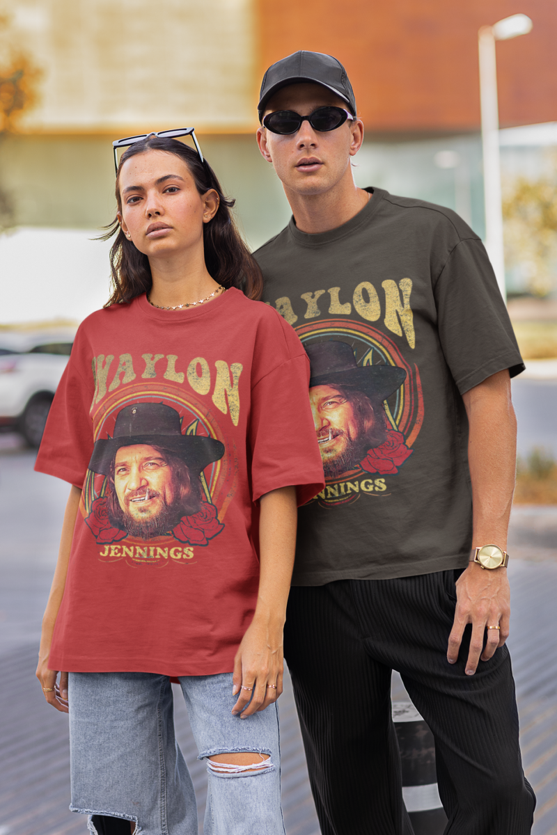 Waylon Jennings Retro Style Unisex T-Shirt. Vintage Style Country Music T-Shirt. Outlaw Tee. Gift For Country Fan | Western | Retro 70s Tee - Image 2