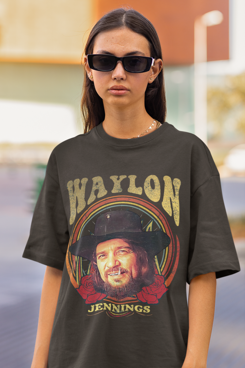 Waylon Jennings Retro Style Unisex T-Shirt. Vintage Style Country Music T-Shirt. Outlaw Tee. Gift For Country Fan | Western | Retro 70s Tee - Image 4