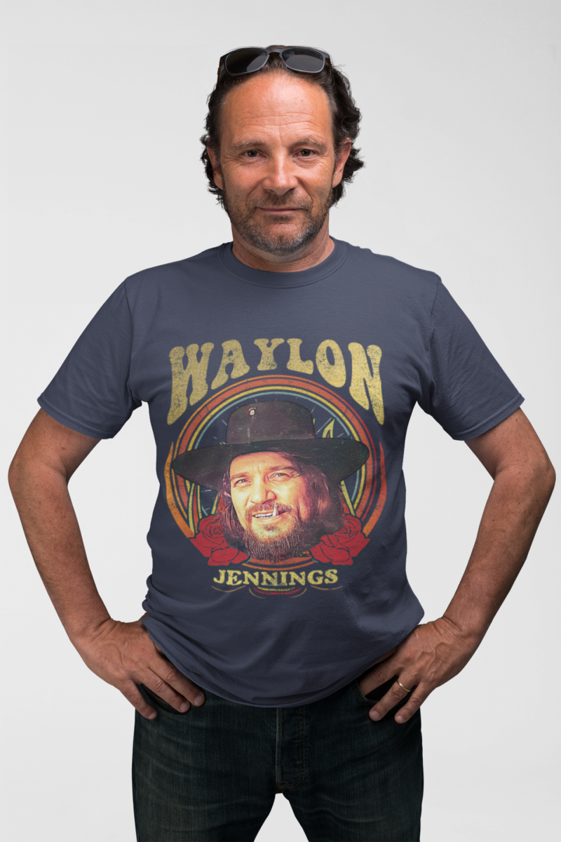 Waylon Jennings Retro Style Unisex T-Shirt. Vintage Style Country Music T-Shirt. Outlaw Tee. Gift For Country Fan | Western | Retro 70s Tee - Image 3