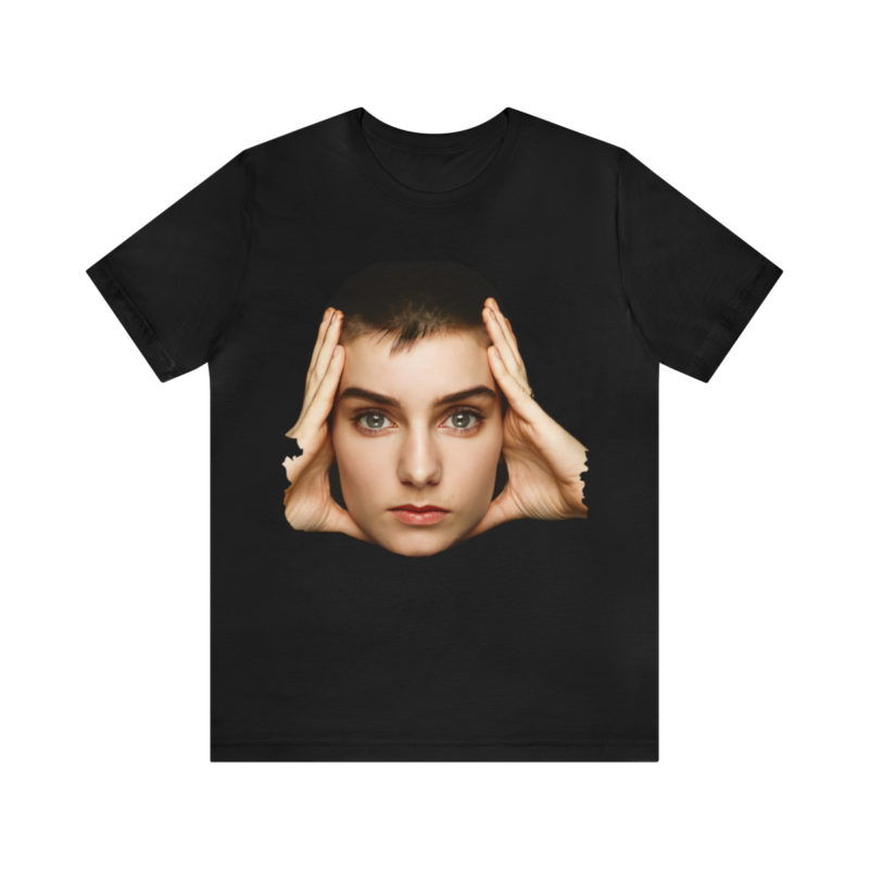 Sinéad O'Connor Close Up Face  Black Unisex Jersey Short Sleeve Tee. Irish SInger Sinéad O'Connor Tee. - Image 2