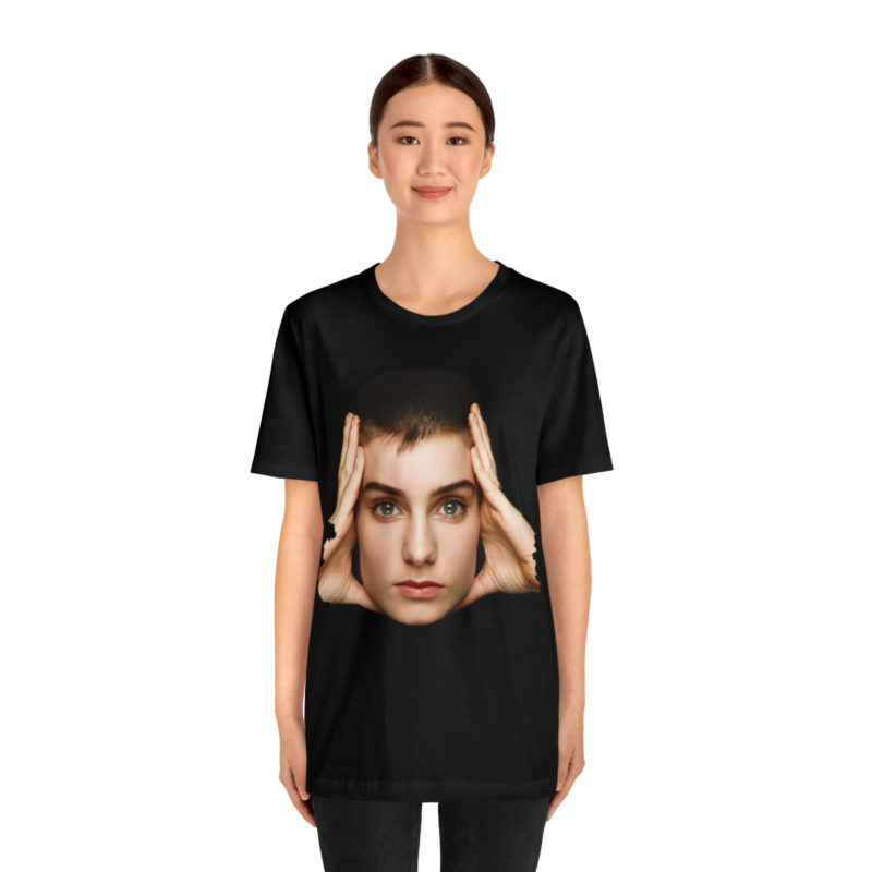 Sinéad O'Connor Close Up Face  Black Unisex Jersey Short Sleeve Tee. Irish SInger Sinéad O'Connor Tee. - Image 4