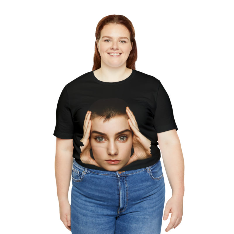 Sinéad O'Connor Close Up Face  Black Unisex Jersey Short Sleeve Tee. Irish SInger Sinéad O'Connor Tee. - Image 8