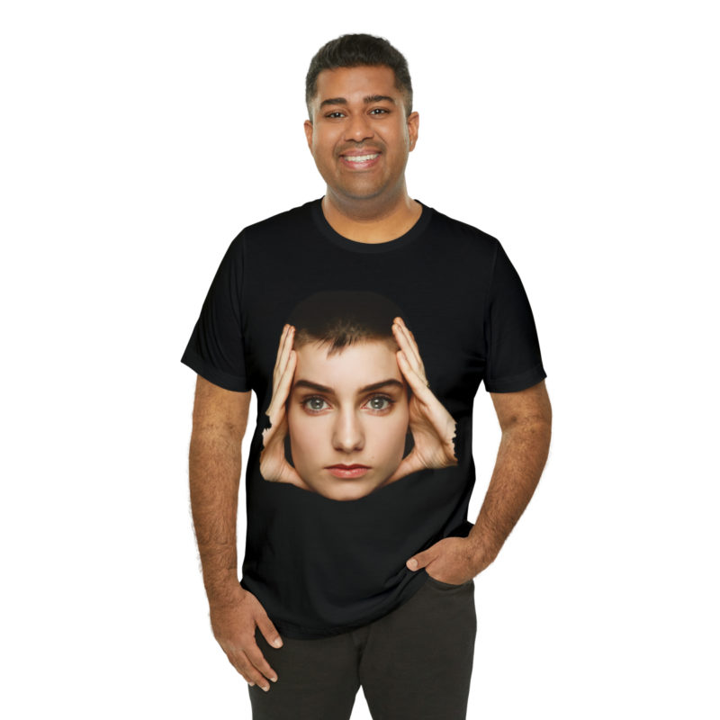 Sinéad O'Connor Close Up Face  Black Unisex Jersey Short Sleeve Tee. Irish SInger Sinéad O'Connor Tee. - Image 9