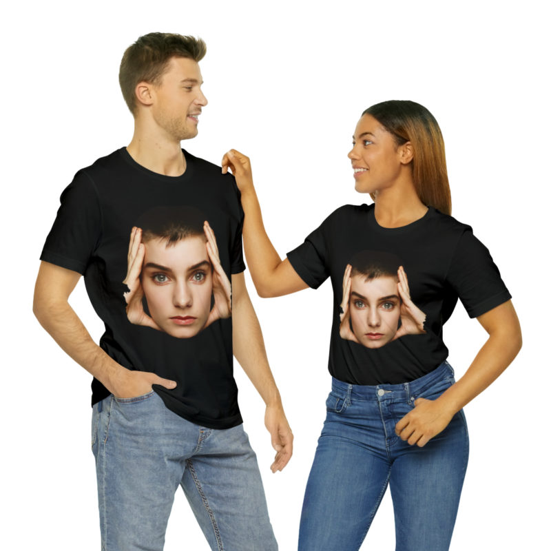 Sinéad O'Connor Close Up Face  Black Unisex Jersey Short Sleeve Tee. Irish SInger Sinéad O'Connor Tee. - Image 10