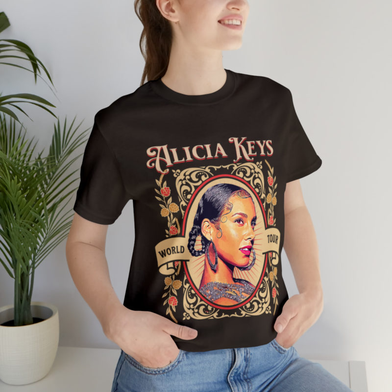 Alicia Keys World Tour Unisex Jersey T-Shirt. Front Side Only Alicia Keys Tee. Alicia Keys Gift Ideas. - Image 4