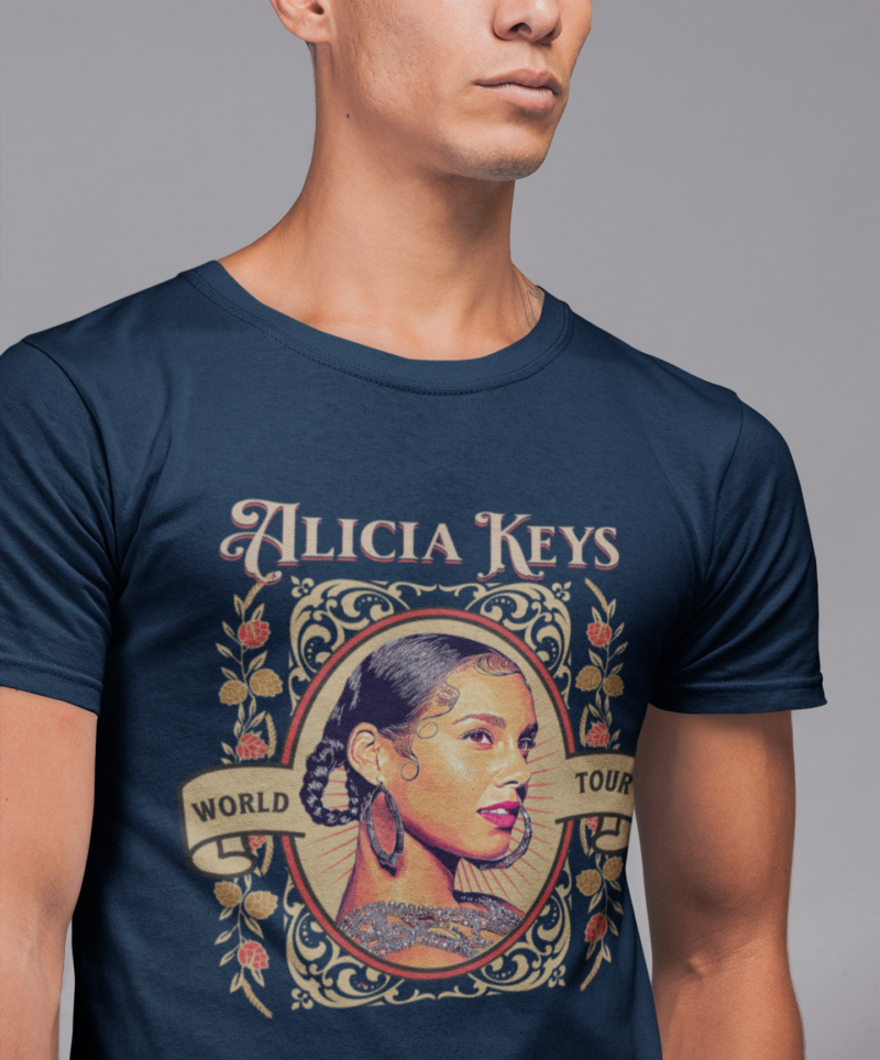 Alicia Keys World Tour Unisex Jersey T-Shirt. Front Side Only Alicia Keys Tee. Alicia Keys Gift Ideas. - Image 8