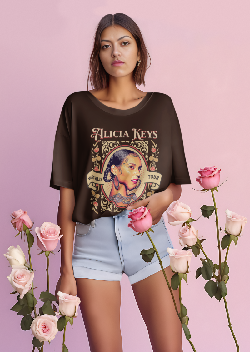 Alicia Keys World Tour Unisex Jersey T-Shirt. Front Side Only Alicia Keys Tee. Alicia Keys Gift Ideas. - Image 7