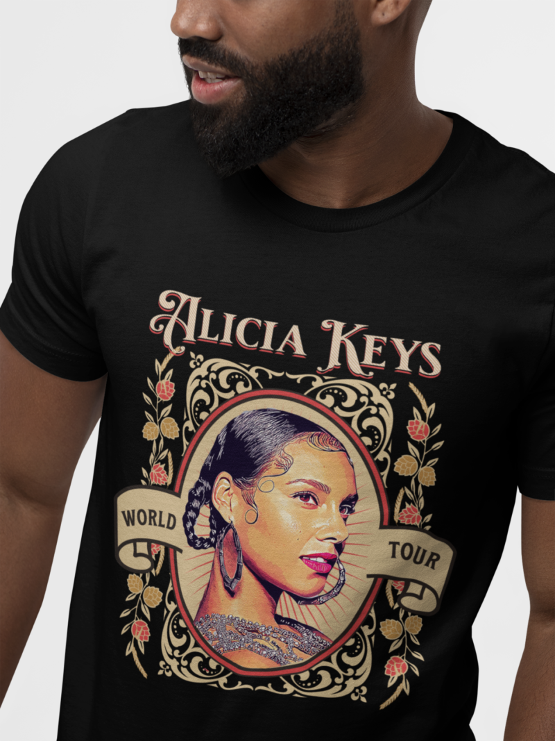 Alicia Keys World Tour Unisex Jersey T-Shirt. Front Side Only Alicia Keys Tee. Alicia Keys Gift Ideas. - Image 6
