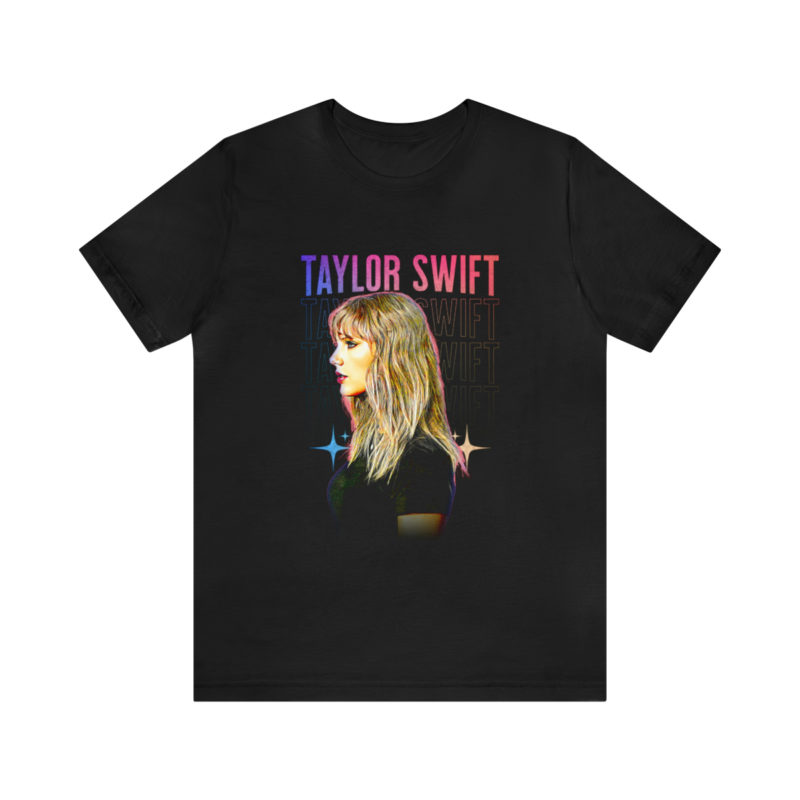 Taylor Swift Black Unisex Bella and Canvas T-Shirt. Swiftie Gift Ideas. Taylor Swift Side Pose Tee. - Image 2
