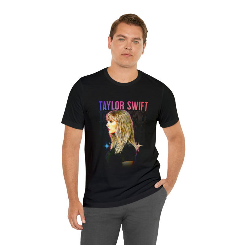 Taylor Swift Black Unisex Bella and Canvas T-Shirt. Swiftie Gift Ideas. Taylor Swift Side Pose Tee. - Image 7
