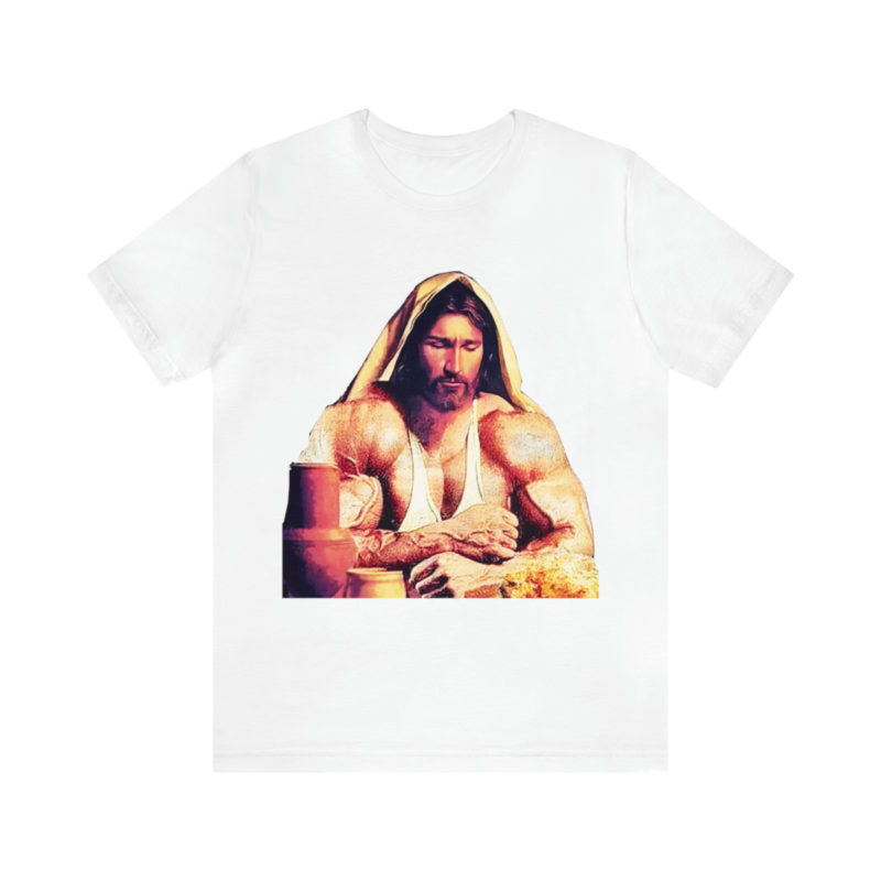 Jesus is Swole Unisex Jersey T-Shirt. Muscular Jacked Up Jesus T-Shirt. Funny Jesus Gym T-shirt . Jesus is Ripped Work Out T-Shirt. - Image 14