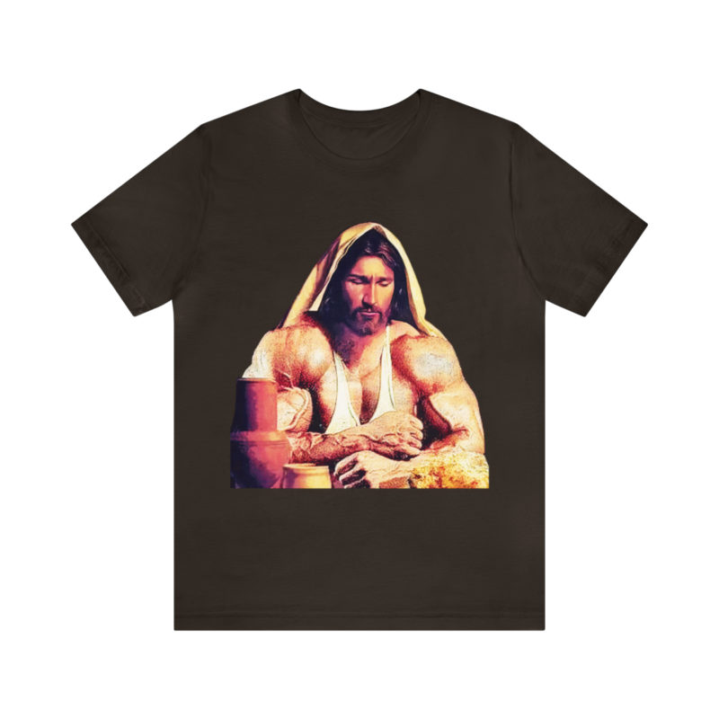 Jesus is Swole Unisex Jersey T-Shirt. Muscular Jacked Up Jesus T-Shirt. Funny Jesus Gym T-shirt . Jesus is Ripped Work Out T-Shirt. - Image 26