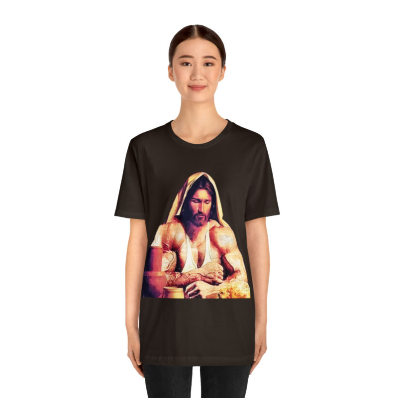 Jesus is Swole Unisex Jersey T-Shirt. Muscular Jacked Up Jesus T-Shirt. Funny Jesus Gym T-shirt . Jesus is Ripped Work Out T-Shirt. - Image 28