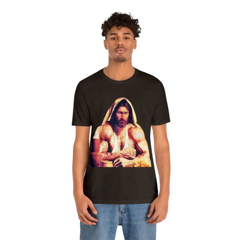 Jesus is Swole Unisex Jersey T-Shirt. Muscular Jacked Up Jesus T-Shirt. Funny Jesus Gym T-shirt . Jesus is Ripped Work Out T-Shirt. - Image 29