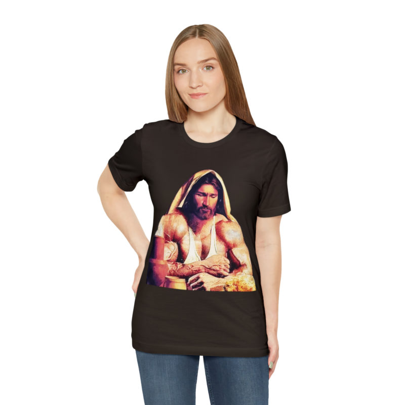 Jesus is Swole Unisex Jersey T-Shirt. Muscular Jacked Up Jesus T-Shirt. Funny Jesus Gym T-shirt . Jesus is Ripped Work Out T-Shirt. - Image 30