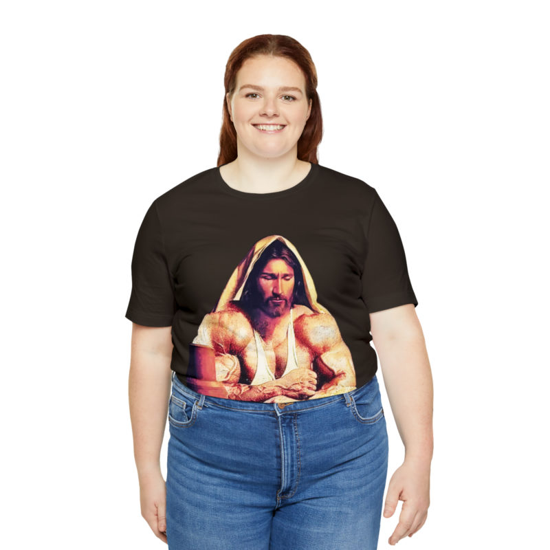Jesus is Swole Unisex Jersey T-Shirt. Muscular Jacked Up Jesus T-Shirt. Funny Jesus Gym T-shirt . Jesus is Ripped Work Out T-Shirt. - Image 32