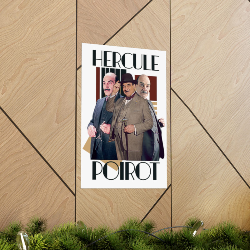 Hercule Poirot Art Deco Style Matte Vertical Posters. The Belgian Detective Poster Gift ideas. Matte Vertical Posters
