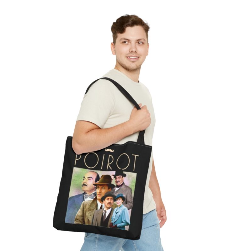 Hercule Poirot Bootleg Style Tote Bag (AOP). The Belgian Detective All Over Print Double Sided Tote Bag. Poirot Gifts. - Image 11