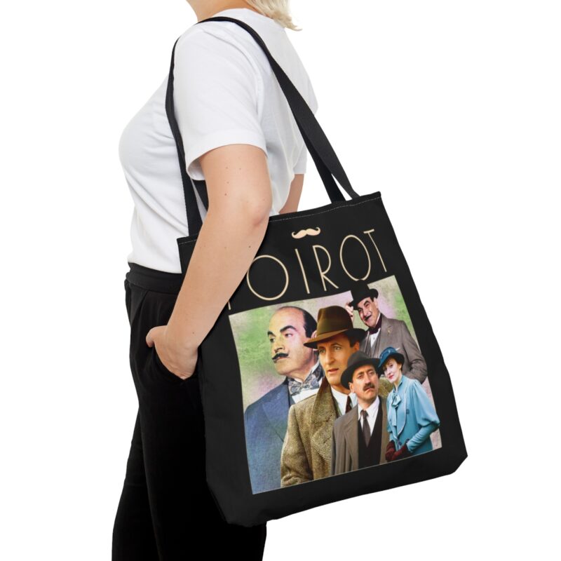 Hercule Poirot Bootleg Style Tote Bag (AOP). The Belgian Detective All Over Print Double Sided Tote Bag. Poirot Gifts. - Image 12