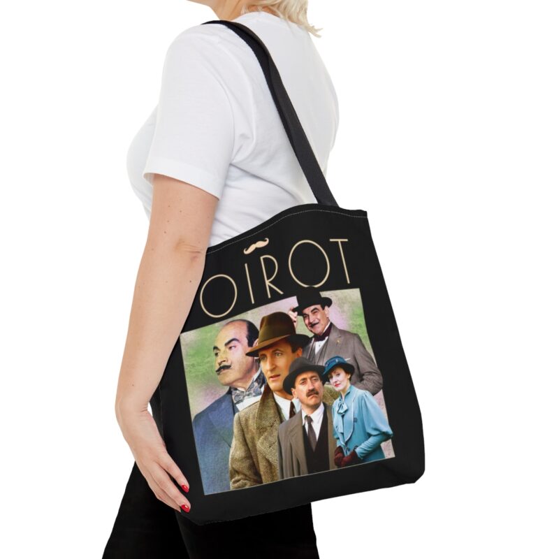 Hercule Poirot Bootleg Style Tote Bag (AOP). The Belgian Detective All Over Print Double Sided Tote Bag. Poirot Gifts. - Image 8