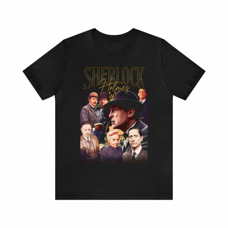 Jeremy Brett as Sherlock Holmes Bootleg Style Cast Unisex T-Shirt. Sherlock Holmes 1984 Series Streetwear T-Shirt Gift Idea. - Image 2