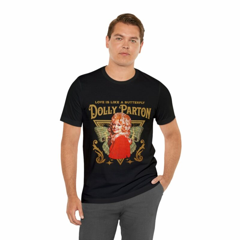 Dolly Parton Retro Style T-Shirt Love Is Like A Butterfly Album Art Tee 1974 - Image 10