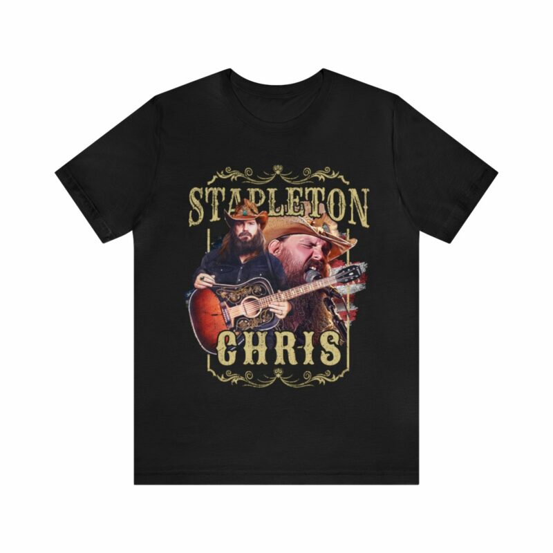 Chris Stapleton Country Music Gold Font Unisex Bella and Canvas T-Shirt - Image 2