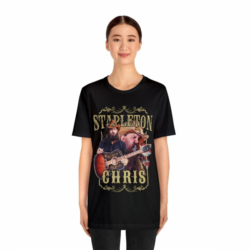 Chris Stapleton Country Music Gold Font Unisex Bella and Canvas T-Shirt - Image 4