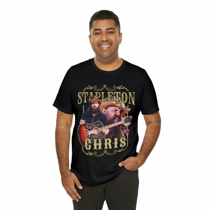Chris Stapleton Country Music Gold Font Unisex Bella and Canvas T-Shirt - Image 9