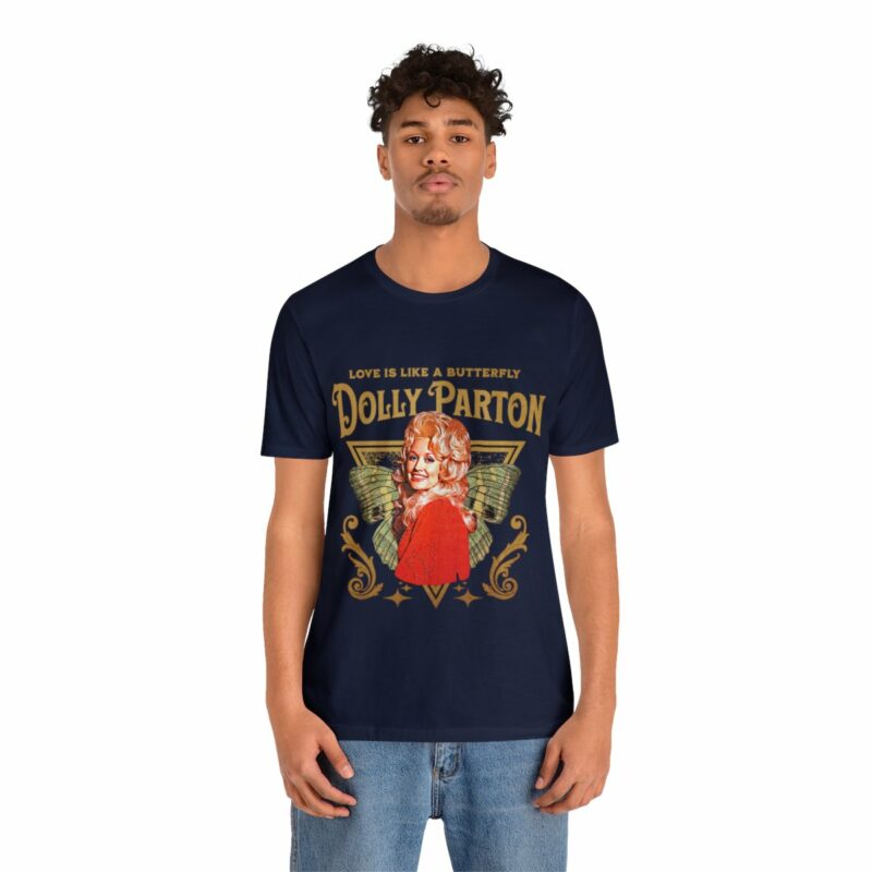 Dolly Parton Retro Style T-Shirt Love Is Like A Butterfly Album Art Tee 1974 - Image 12