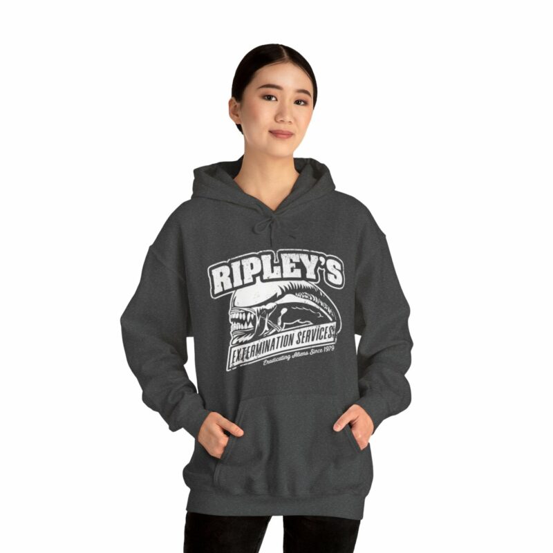 Ripley's Extermination Services Unisex Heavy Blend Hoodie. Aliens 1979 Movie Hoodie. Ripley Hoodie Gift Idea. - Image 7