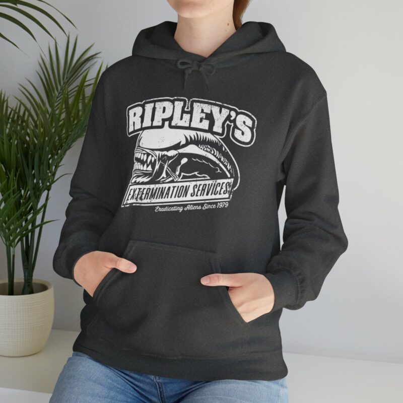 Ripley's Extermination Services Unisex Heavy Blend Hoodie. Aliens 1979 Movie Hoodie. Ripley Hoodie Gift Idea. - Image 3
