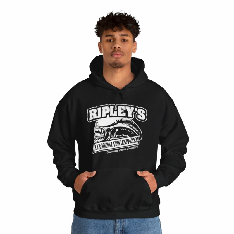 Ripley's Extermination Services Unisex Heavy Blend Hoodie. Aliens 1979 Movie Hoodie. Ripley Hoodie Gift Idea. - Image 9