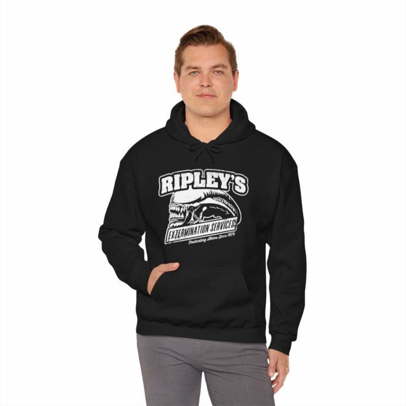 Ripley's Extermination Services Unisex Heavy Blend Hoodie. Aliens 1979 Movie Hoodie. Ripley Hoodie Gift Idea. - Image 11